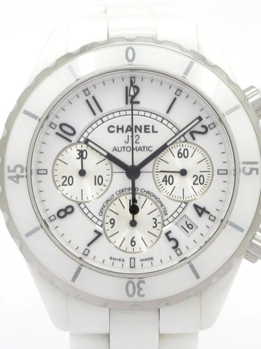 CHANEL J12 chronograph H1007 White Silver Men's Wrist Watch